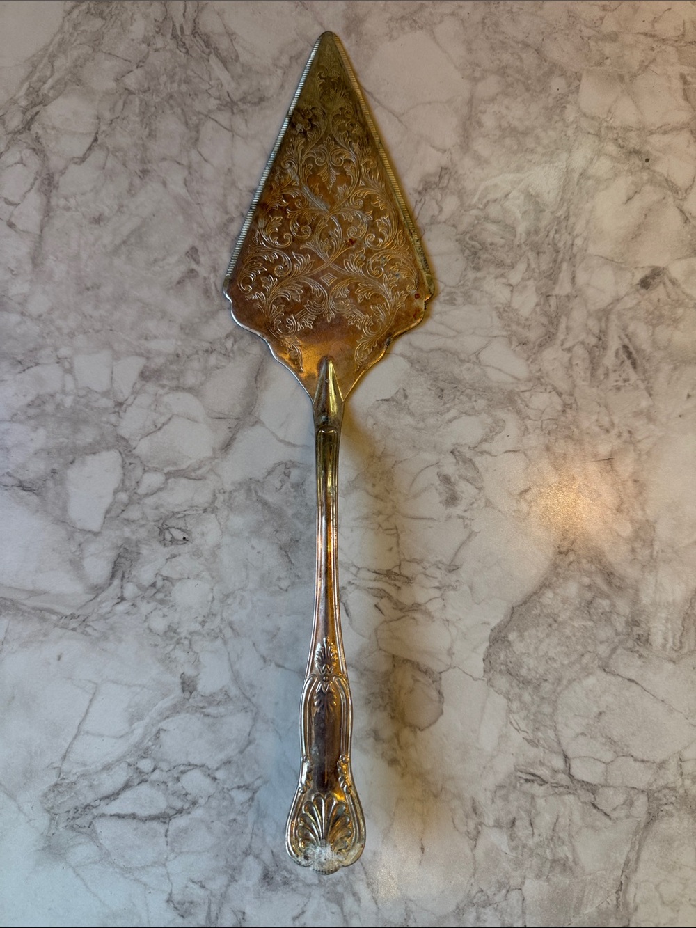 Vintage Silver-Tone Cake Server - Elegant Floral Design